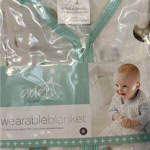 Aden + Anais Muslin Sleeping Bag in White and Teal owl pattern